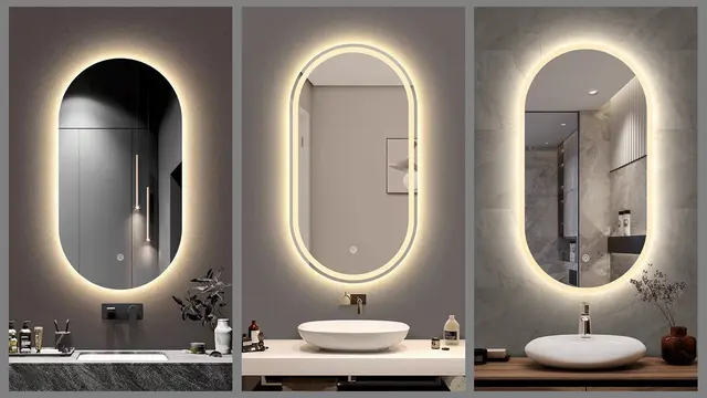 💡 آینه بکلایت لمسی بیضی دوسر هلال ۴۵×۷۰